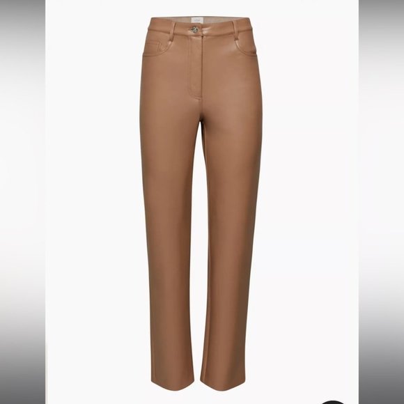 Aritzia Wilfred the Melina Vegan leather tan / camel pants size 6 - Picture 5 of 16